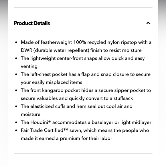 Patagonia Men’s Houdini Snap-T Pullover - Pink - size XS - Picture 5 of 5